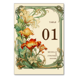Vintage Art nouveau Botanical Mucha Tack Bordsnummer