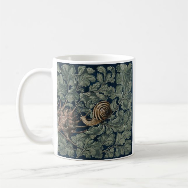 Vintage Art Nouveau Botanisk Snigel Antik Kaffemugg (Vänster)