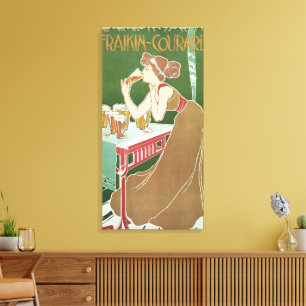 Vintage Art Nouveau Brasserie Fraikin-Courard Öl Canvastryck