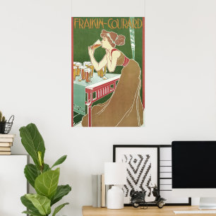 Vintage Art Nouveau Brasserie Fraikin-Courard Öl Poster