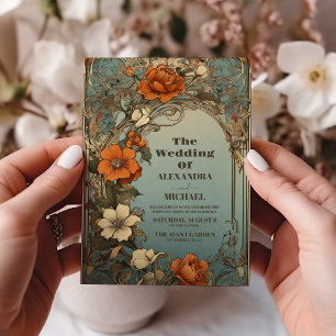Vintage Art Nouveau Bröllop Inbjudningar