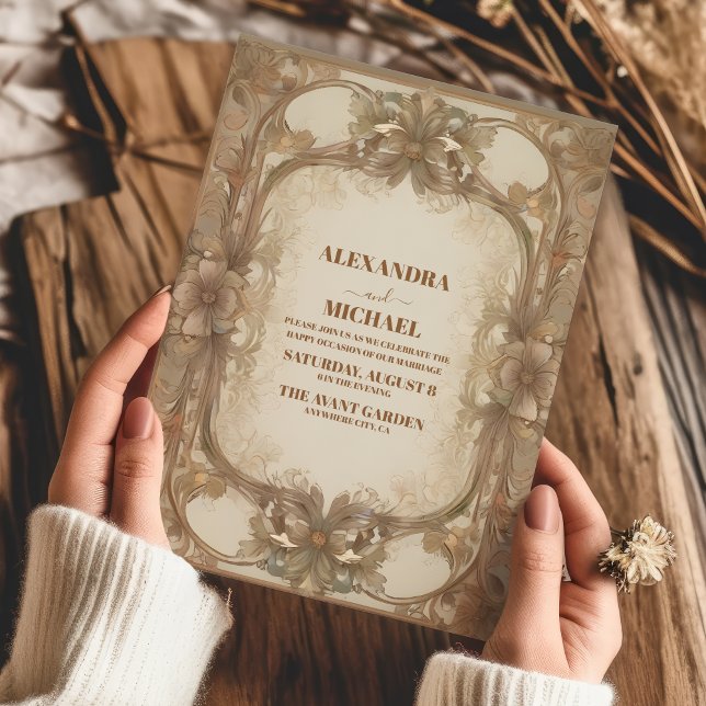 Vintage Art nouveau Bröllop Inbjudningar (Skapare uppladdad)