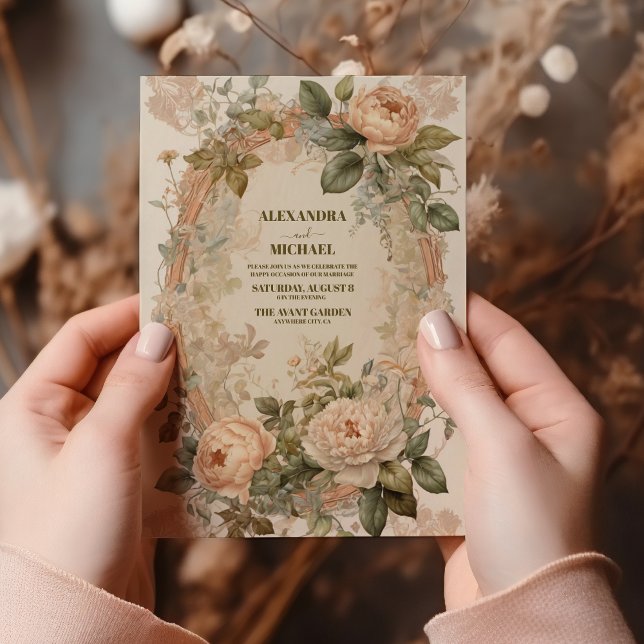 Vintage Art nouveau Bröllop Inbjudningar (Skapare uppladdad)
