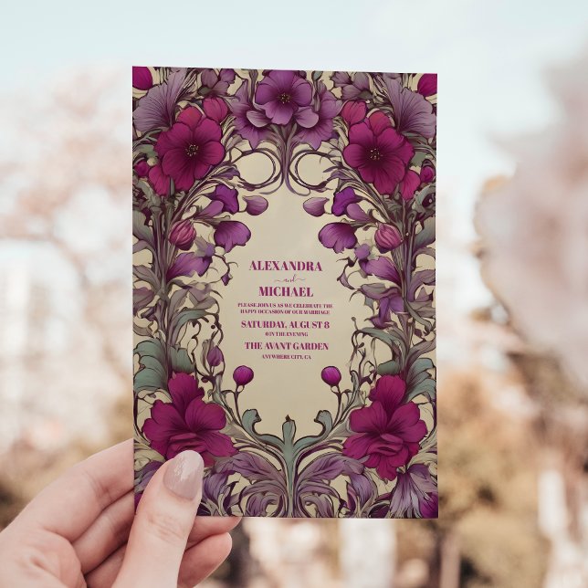 Vintage Art Nouveau bröllopsinbjudan Inbjudningar (Skapare uppladdad)