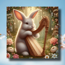Vintage Art nouveau Bunny Woodland Påsk Julkort