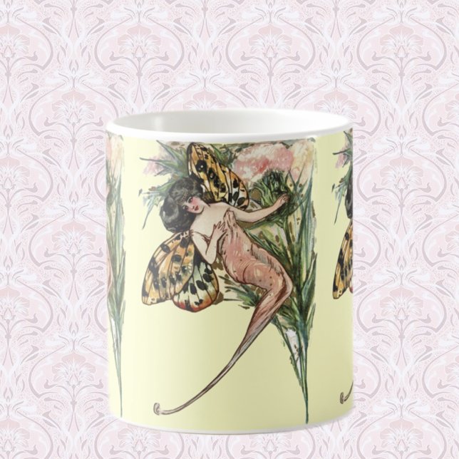 Vintage Art nouveau Butterfly Fairy Kaffemugg (Skapare uppladdad)