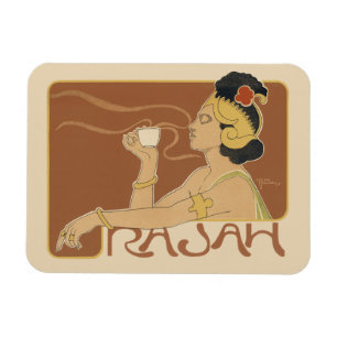 Vintage Art Nouveau Café Rajah, dam med kaffe Magnet