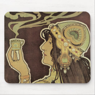 Vintage Art Nouveau Café Rajah, Kvinna med kaffe Musmatta
