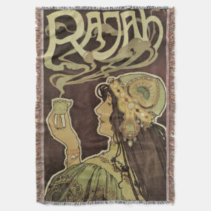 Vintage Art Nouveau Café Rajah, kvinna med kaffe Mysfilt
