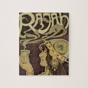 Vintage Art Nouveau Café Rajah, Kvinna med kaffe Pussel