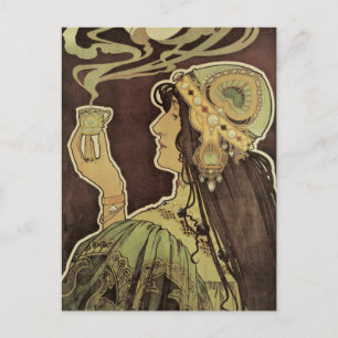 Vintage Art nouveau Cafe Rajah, Woman med kaffe Vykort