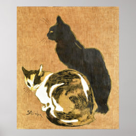 Vintage Art nouveau Cats par, Black & Calico Poster
