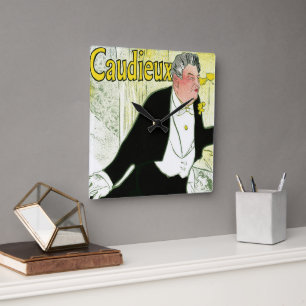 Vintage Art Nouveau, Caudieux av Toulouse Lautrec Fyrkantig Klocka