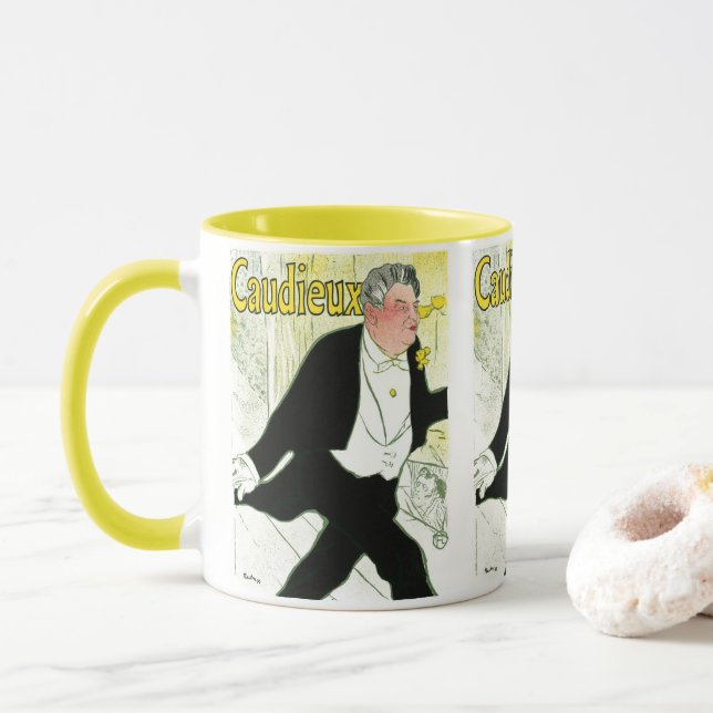Vintage Art nouveau, Caudieux av Toulouse Lautrec Mugg (Med munk)