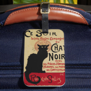 Vintage Art nouveau, Ce Soir Chatta Noir Black Cat Bagagebricka