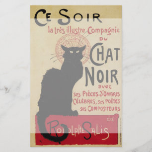Vintage Art nouveau, Ce Soir Chatta Noir Black Cat Brevpapper