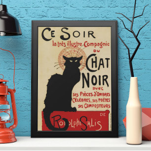Vintage Art nouveau, Ce Soir Chatta Noir Black Cat Poster