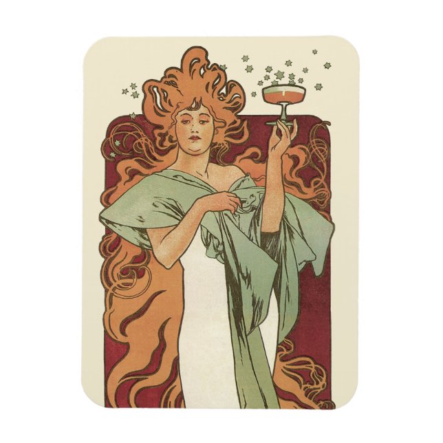 Vintage Art Nouveau, Champagne av Alphonse Mucha Magnet (Vertikal)