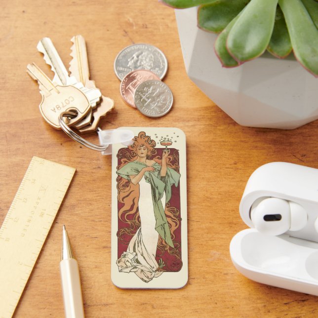 Vintage Art nouveau, champagne av Alphonse Mucha Nyckelring (Skrivbord)