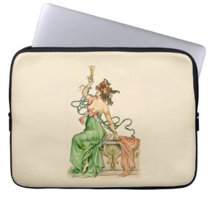 Vintage Art Nouveau Champagne Lady-illustration Laptop Fodral
