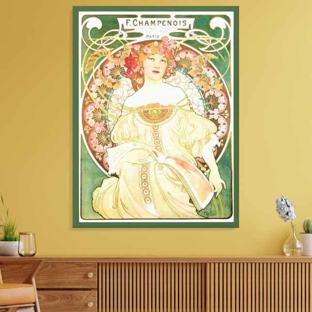 Vintage Art nouveau, Champenois av Alphonse Mucha Canvastryck (Insitu (Vardagsrum))