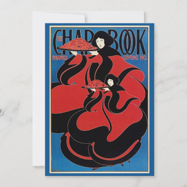 Vintage Art nouveau Chap Bok Thanksgiving Julkort (Framsida)
