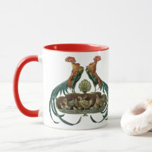 Vintage Art nouveau Chickens och Tuppar