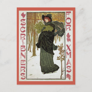 Vintage art nouveau christmas-tidning helg vykort