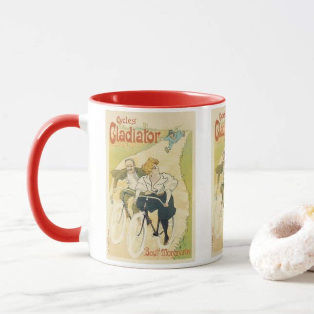 Vintage Art nouveau, cyklar med glasögon Mugg (Med munk)