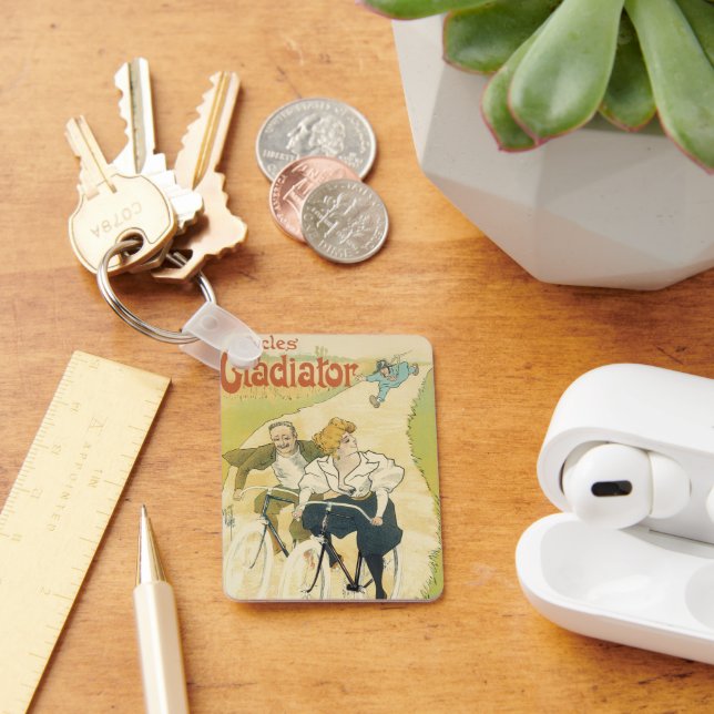 Vintage Art nouveau, cyklar med glasögon Nyckelring (Skrivbord)