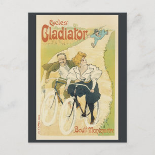 Vintage Art nouveau, cyklar med glasögon Vykort