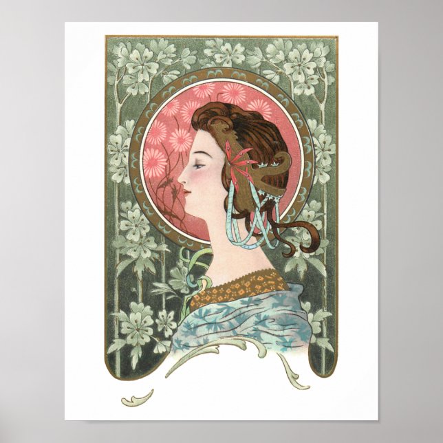 Vintage Art nouveau Dam | PERSONLIG Poster (Framsidan)