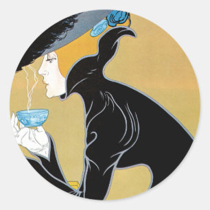 Vintage Art Nouveau, dam som dricker Marco Polo te Runt Klistermärke