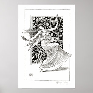 Vintage Art nouveau Dancing Woman av Walter Crane Poster
