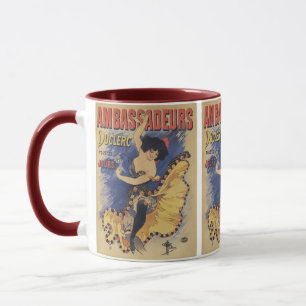 Vintage Art Nouveau Dansare Fransk Affisch Mugg