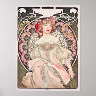 Vintage Art nouveau "Daydröm" av Alphonse Mucha Poster