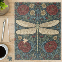 Vintage Art Nouveau Dragonfly Floral