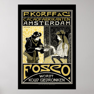 Vintage Art nouveau Dutch Chocolate Ad Poster