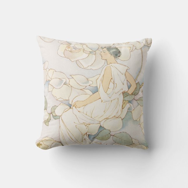 Vintage Art nouveau Elegant Dam Kudde (Framsida)
