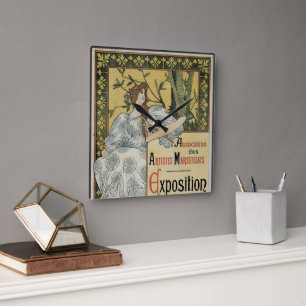 Vintage Art Nouveau, Exposition des Beaux Arts Fyrkantig Klocka