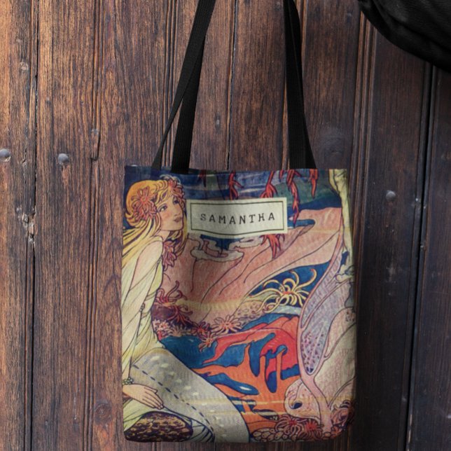 Vintage Art nouveau Fackers Sjöjungfru Personlig Tygkasse (Skapare uppladdad)