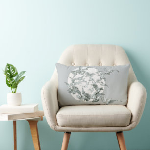 Vintage Art Nouveau fågelflock med fullmåne Lumbarkudde