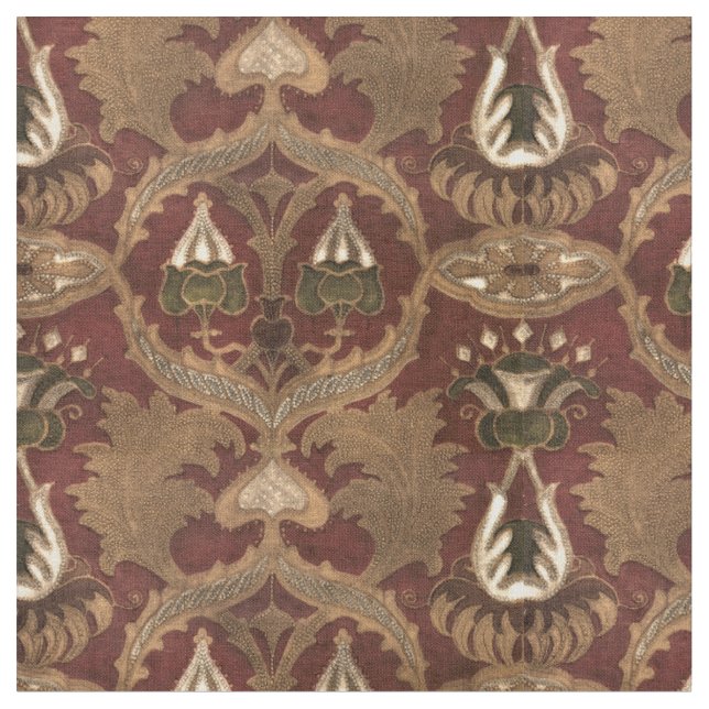 Vintage Art nouveau Faux Leather Blommönster Tyg (Närbild)