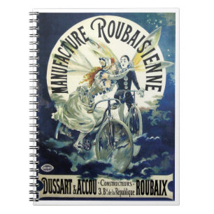 Vintage Art Nouveau-feer, Pierrot på cykel Måne Anteckningsbok