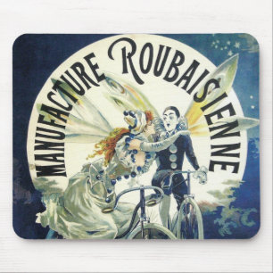 Vintage Art Nouveau-feer, Pierrot på cykel måne Musmatta