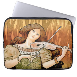 Vintage Art Nouveau-fiolvykort Elegant musik Laptop Fodral