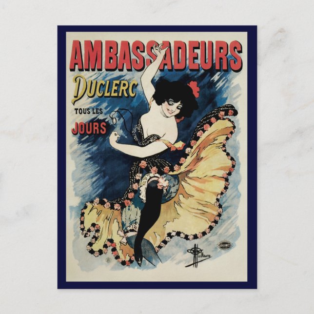 Vintage Art nouveau Flamenco Dancer, ambassader Vykort (Framsida)