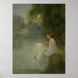 Vintage Art Nouveau Flicka I Månsken Poster