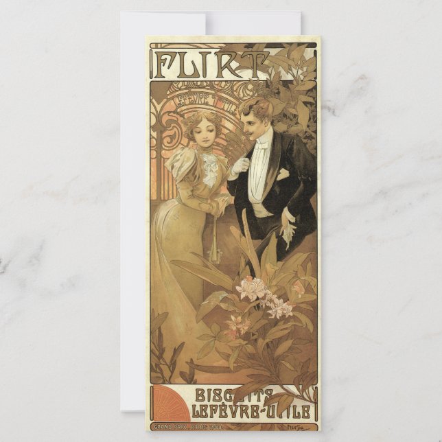 Vintage Art nouveau Flirt Biscuits, Alphonse Mucha (Framsida)
