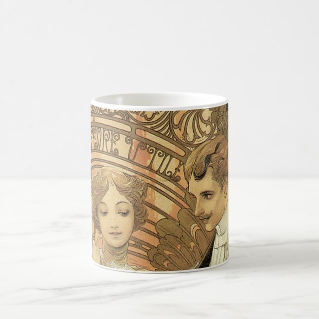 Vintage Art nouveau Flirt Biscuits, Alphonse Mucha Kaffemugg (Center)